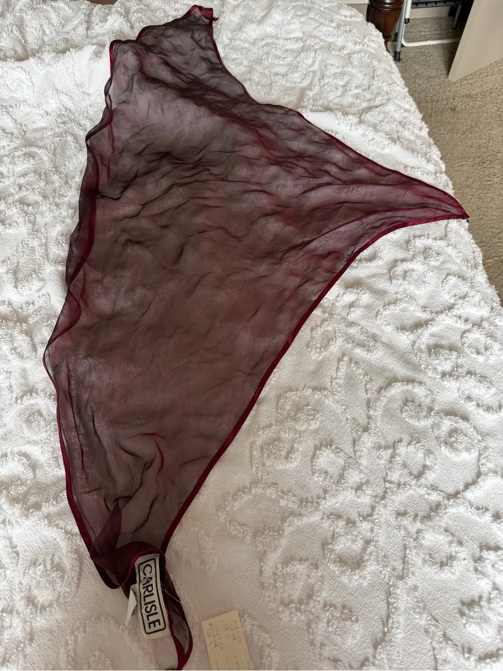 Carlisle Vintage 100% Silk Burgundy Scarf NWT
